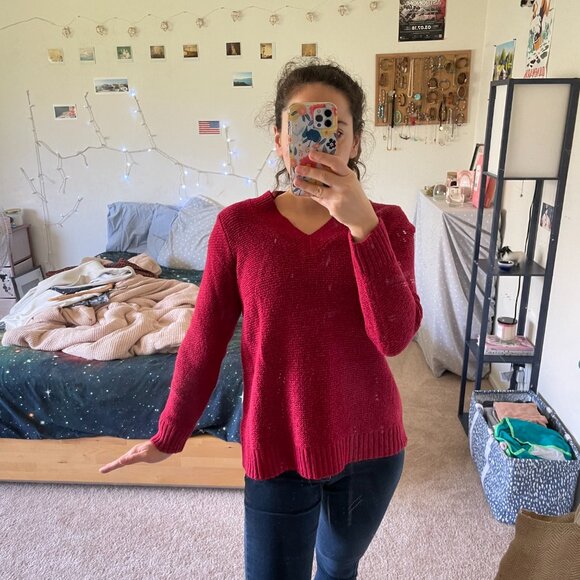 J.Jill Red V-Neck Sweater Size XS - Picture 12 of 15